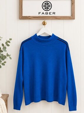 Faber | Royal Blue Mock Neck Sweater | Size 48